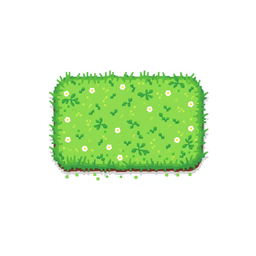 Create a pixel art image featuring a green spring lawn on a white background