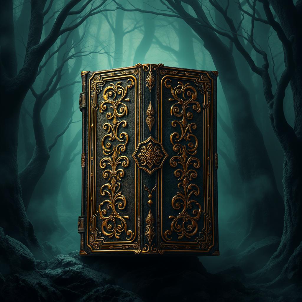 Create a detailed book cover featuring an intriguing design with a mysterious aura