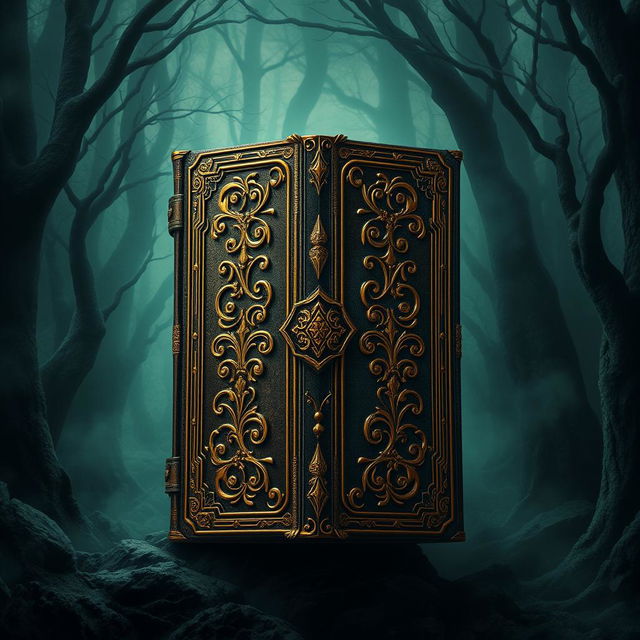 Create a detailed book cover featuring an intriguing design with a mysterious aura