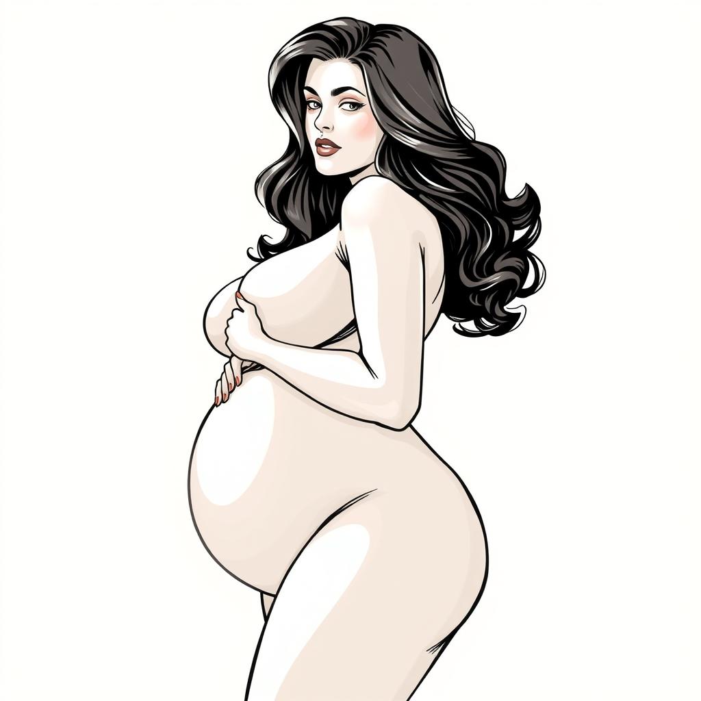 A detailed and tasteful illustration of a voluptuous woman