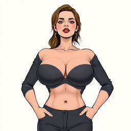 A tasteful and artistic illustration of a woman with large breasts