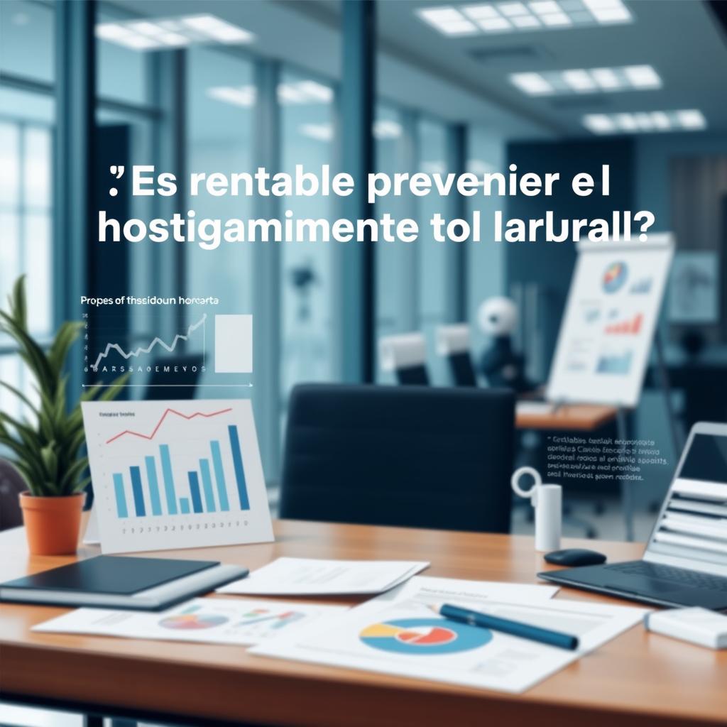 Create a detailed and professional image representing the analysis of the case '¿Es rentable prevenir el hostigamiento sexual laboral? Análisis del caso Konecta Perú 2023'