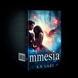 Create a book cover for a psychic romance novel titled 'Amnesia'