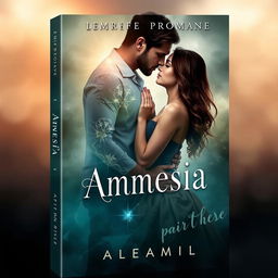 Create a book cover for a psychic romance novel titled 'Amnesia'