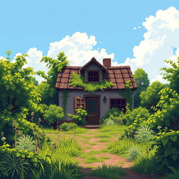 A pixel art scene of a sunny summer day