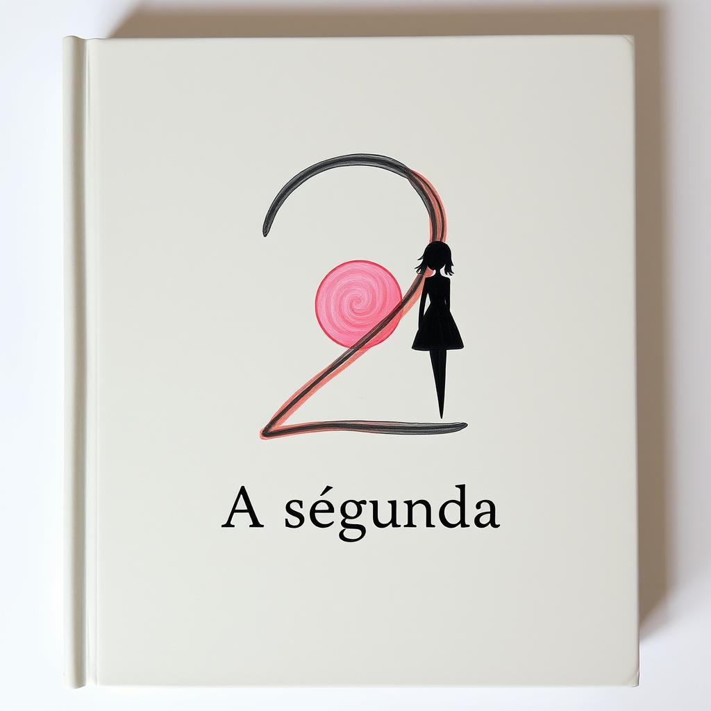 A light gray book cover with a drawing in the shape of the number two in the center, depicting a pink sunset