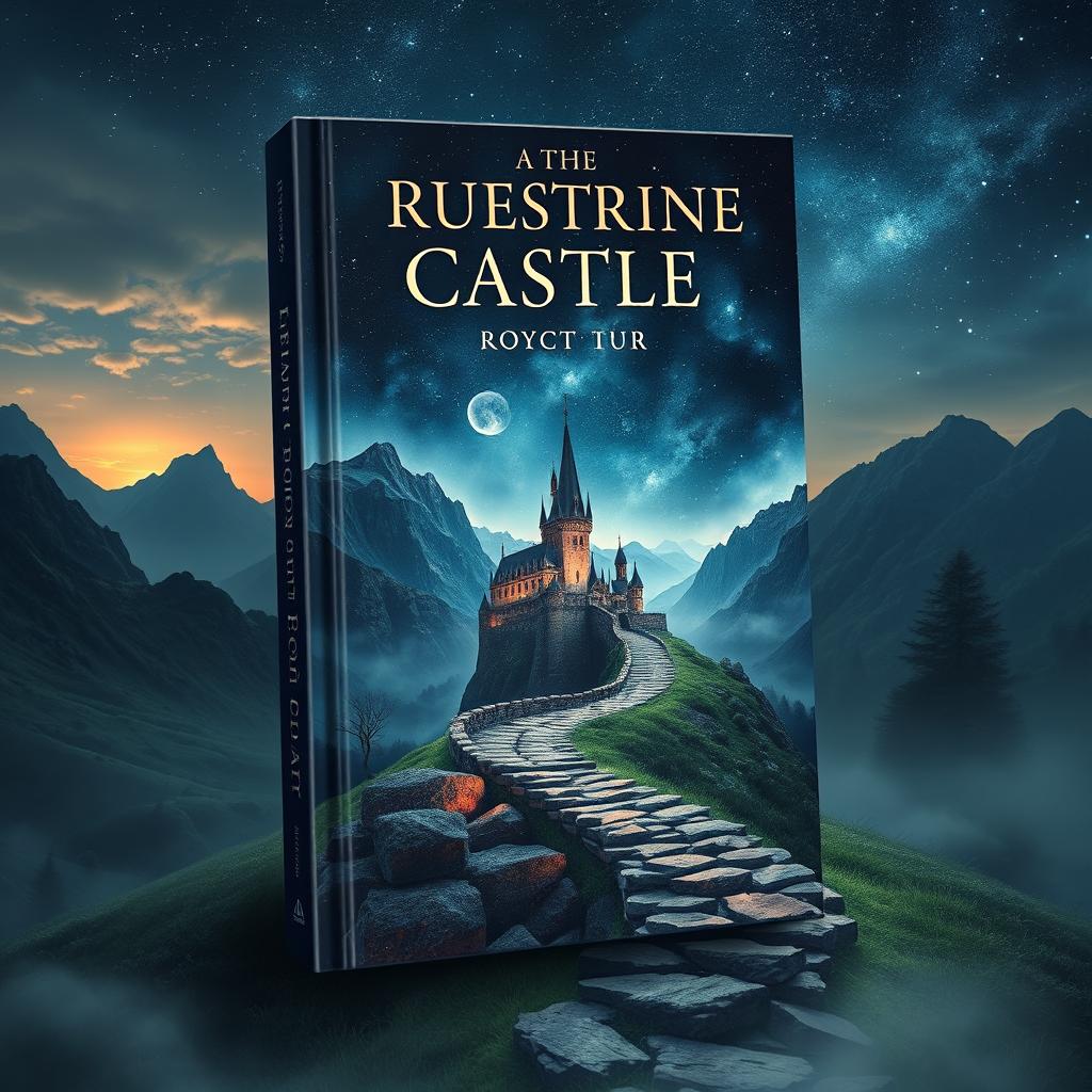 A captivating and artistic book cover design featuring a mysterious and enchanting landscape