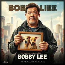 A movie poster featuring Bobby Lee, who is on a mission to raise money to clone his deceased dog