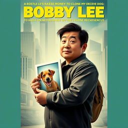 A movie poster featuring Bobby Lee, who is on a mission to raise money to clone his deceased dog