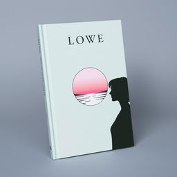 A light gray book cover with a round drawing of a pink sunset. The cover features the black silhouette of a woman.