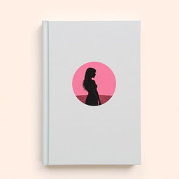 A light gray book cover with a round drawing of a pink sunset. The cover features the black silhouette of a woman.