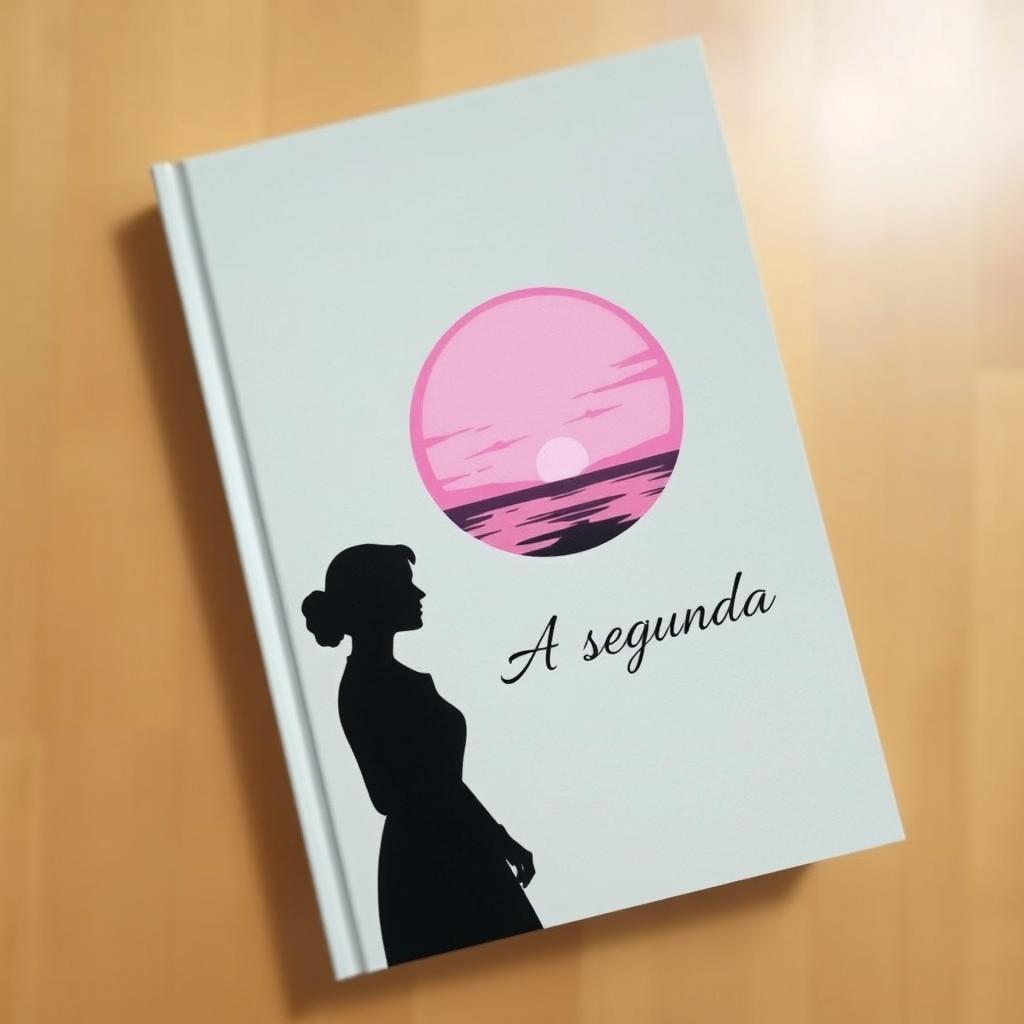 A light gray book cover with a round drawing of a pink sunset