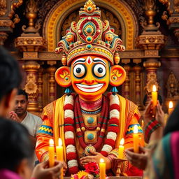 Create an image depicting Jagannath Mahaprabhu, the revered deity in Hinduism, especially in Odisha, India