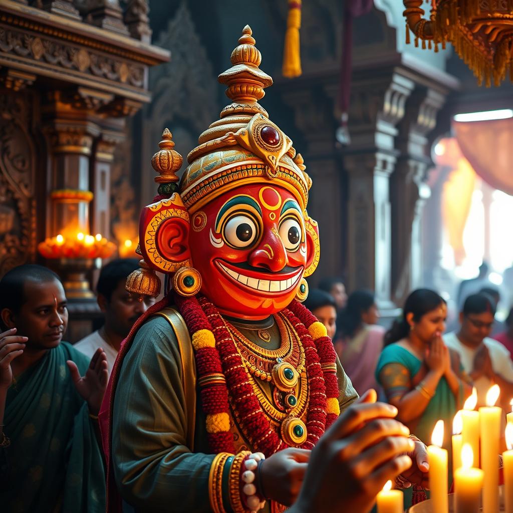 Create an image depicting Jagannath Mahaprabhu, the revered deity in Hinduism, especially in Odisha, India