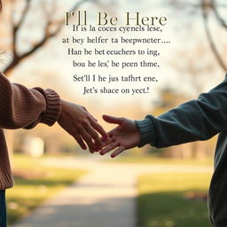 Create a photorealistic artwork inspired by the lyrics "I'll Be Here