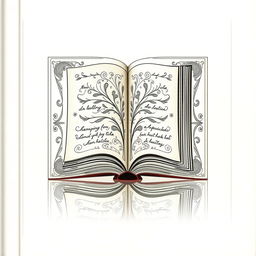 Create a reflexive book cover featuring an intricate design of a book within a book