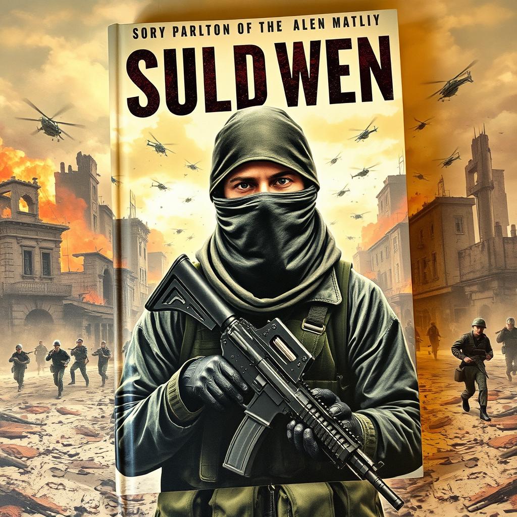 A book cover featuring a soldier with a mask covering his entire face, holding a weapon