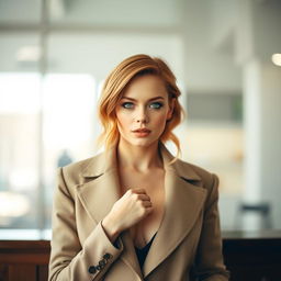 A stunning and glamorous portrayal of Emma Stone, showcasing her elegance and beauty in a sophisticated and stylish manner