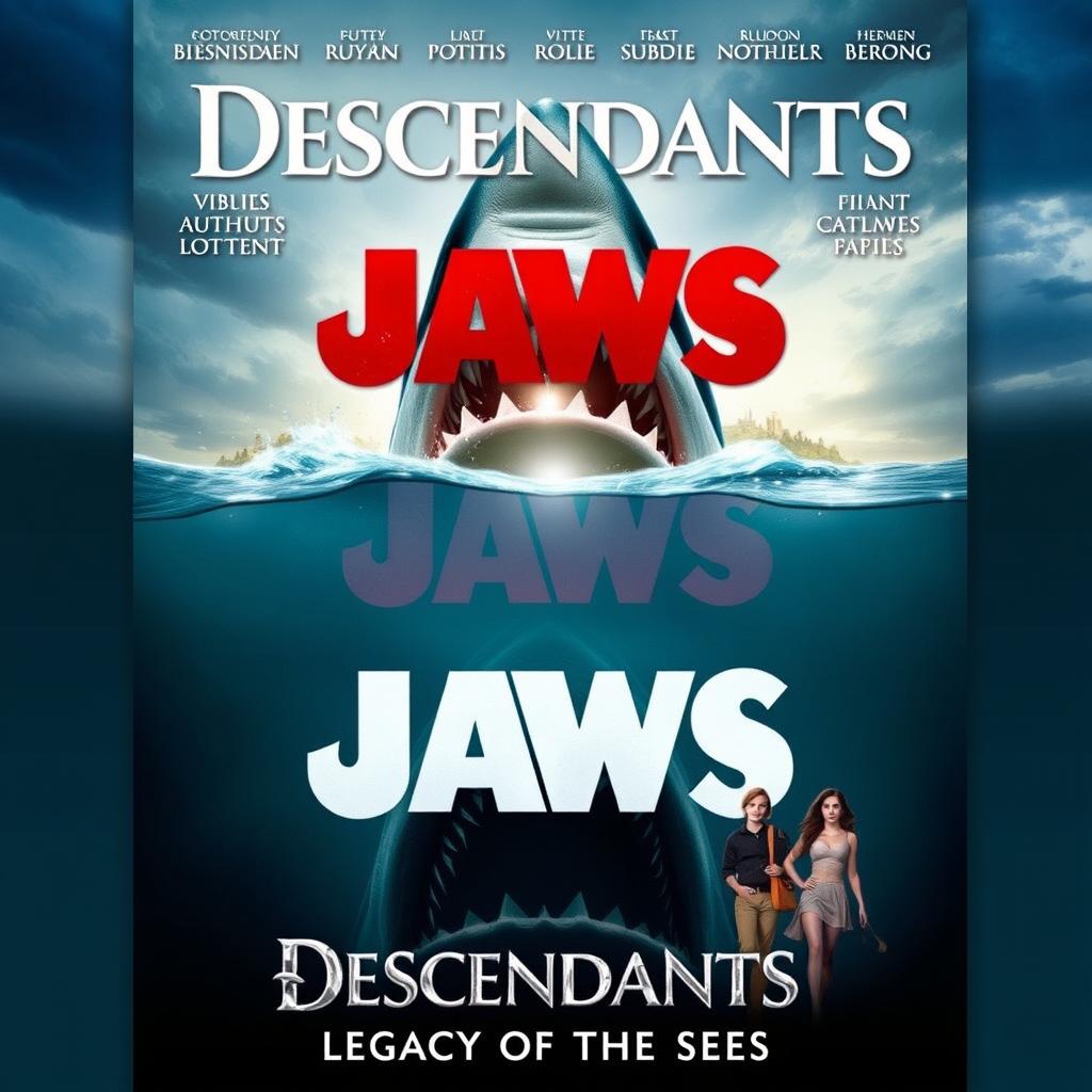 Create a poster for 'Descendants: Legacy of the Sea' combining elements from the movies 'Jaws' and 'Descendants'