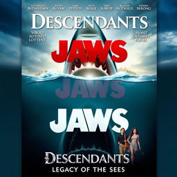 Create a poster for 'Descendants: Legacy of the Sea' combining elements from the movies 'Jaws' and 'Descendants'