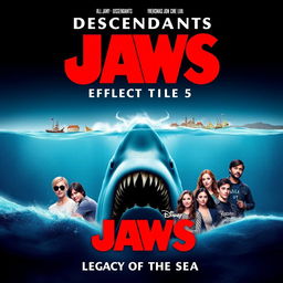 Create a poster for 'Descendants: Legacy of the Sea' combining elements from the movies 'Jaws' and 'Descendants'