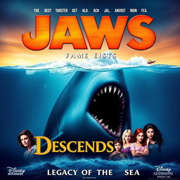 Create a poster for 'Descendants: Legacy of the Sea' combining elements from the movies 'Jaws' and 'Descendants'