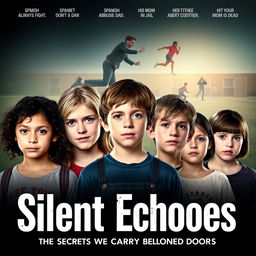 Create a movie poster for 'Silent Echoes: The Secrets We Carry Behind Closed Doors'