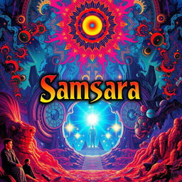 A trippy movie poster background with the title 'Samsara'