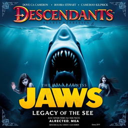 Create a poster for 'Descendants: Legacy of the Sea' featuring elements from 'Jaws' and 'Descendants