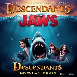 Create a poster for 'Descendants: Legacy of the Sea' featuring elements from 'Jaws' and 'Descendants