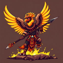 A fusion between Huitzilopochtli, the Mexica god of war, and a Tengu, the winged creature from Japanese mythology