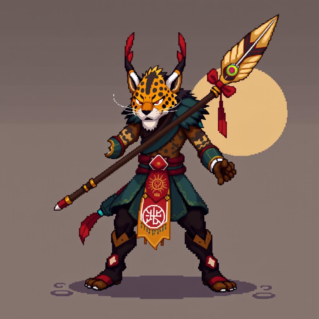 Create a main character sprite in pixel art for a character called Jaguar Monk Onmyoji