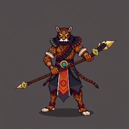 Create a main character sprite in pixel art for a character called Jaguar Monk Onmyoji