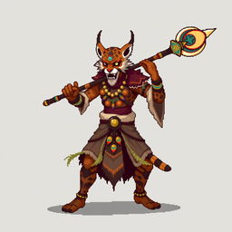 Create a main character sprite in pixel art for a character called Jaguar Monk Onmyoji