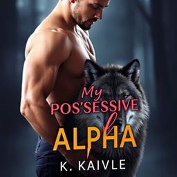 A romantic couple featured on the cover of a book titled 'My Possessive Alpha' by K