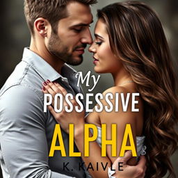 A romantic couple featured on the cover of a book titled 'My Possessive Alpha' by K