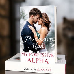 A romantic couple featured on the cover of a book titled 'My Possessive Alpha' with the author's name 'Written by K