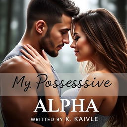 A romantic couple featured on the cover of a book titled 'My Possessive Alpha' with the author's name 'Written by K