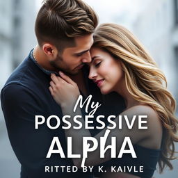 A romantic couple featured on the cover of a book titled 'My Possessive Alpha' with the author's name 'Written by K