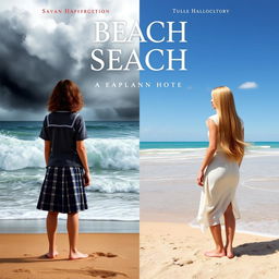 A book cover featuring a beach divided in half