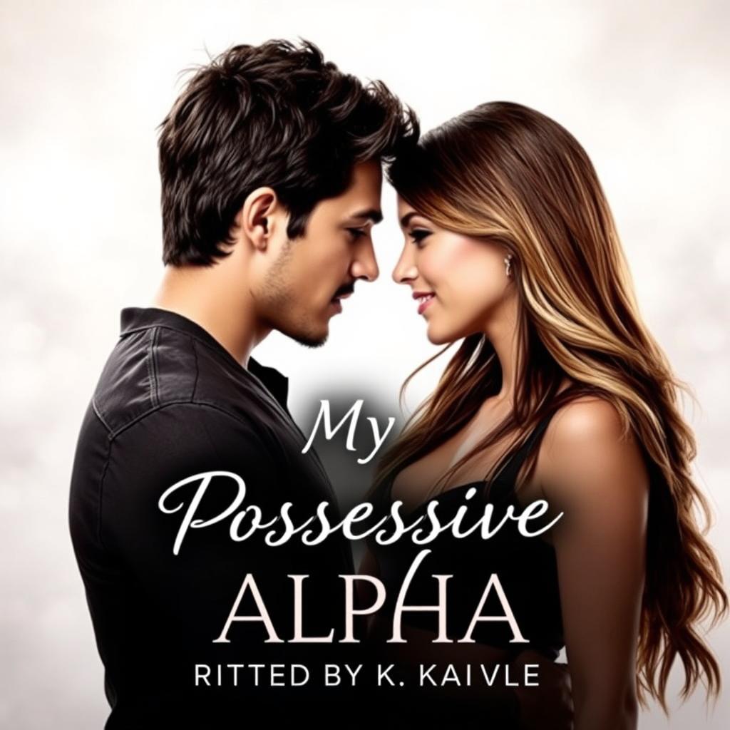 A romantic couple featured on the cover of a book titled 'My Possessive Alpha' with the author's name 'Written by K