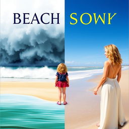 A book cover featuring a beach divided in half