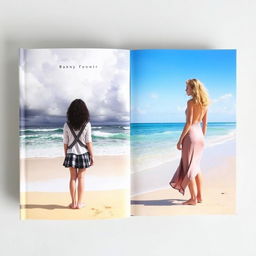 A book cover featuring a beach divided in half