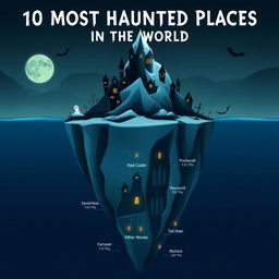 Create an iceberg chart featuring the 10 most haunted places in the world