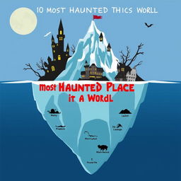 Create an iceberg chart featuring the 10 most haunted places in the world