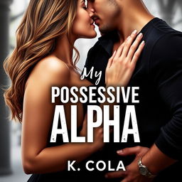 A romantic couple featured on the cover of a book titled 'My Possessive Alpha' by K