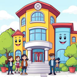 A cute and funny cartoon version of a university