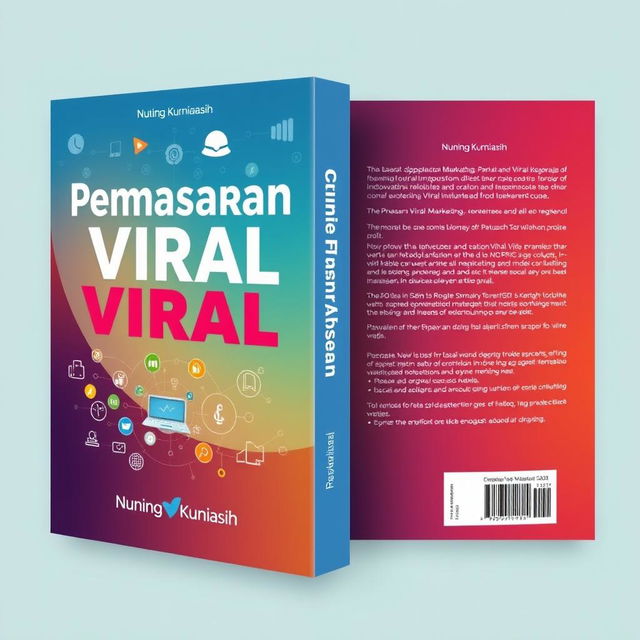 Create a modern and professional book cover for 'Pemasaran Viral untuk Perpustakaan'