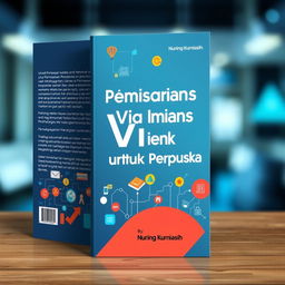 Create a modern and professional book cover for 'Pemasaran Viral untuk Perpustakaan'