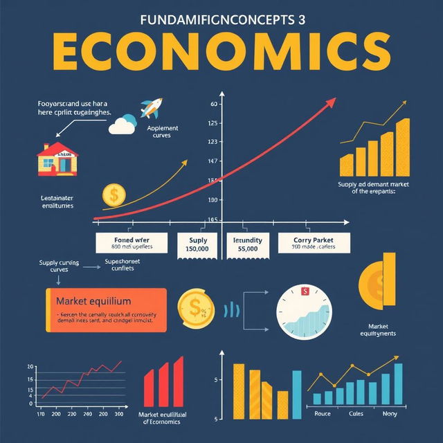 Create an image that illustrates the fundamental concepts of economics